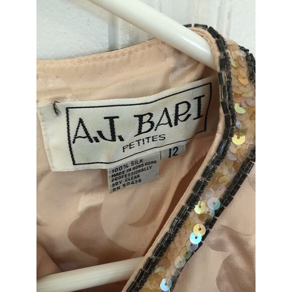 A.J. Bari Women's VINTAGE 1980's SILK BEADED MINI DRESS Pink Size 12 - Picture 4 of 8